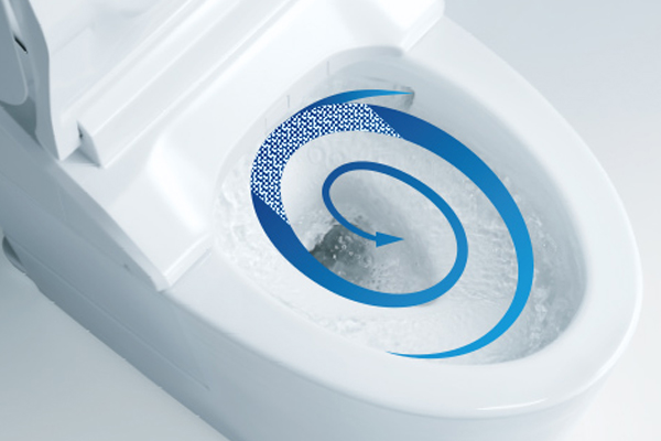 TOTO 一体型便器(タンク式トイレ) GG3 特長トルネード洗浄イメージ画像